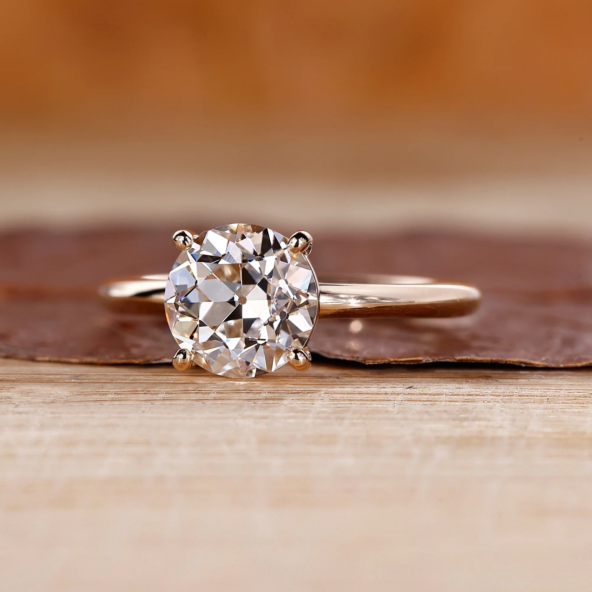 Old European Cut Lab Grown Diamond Prong Setting Solitaire Engagement Gold Ring Shree Diamond Mfg
